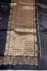 Black Poona Silk Saree with Mashru Open Borders