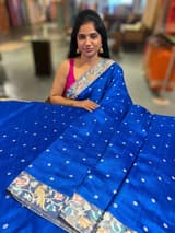 Royal Blue Raw Silk Saree with Pythani inspired Embroidery SS50497