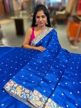 Royal Blue Raw Silk Saree with Pythani inspired Embroidery SS50497