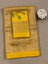 Yellow Tissue saree with kanchi silk embroidered blouse