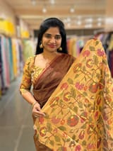 Brown chaderi Tissue saree with designer tissue blouse