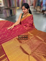 Maroon Kanjeevaram Saree with vaira oosi stripes SS50154