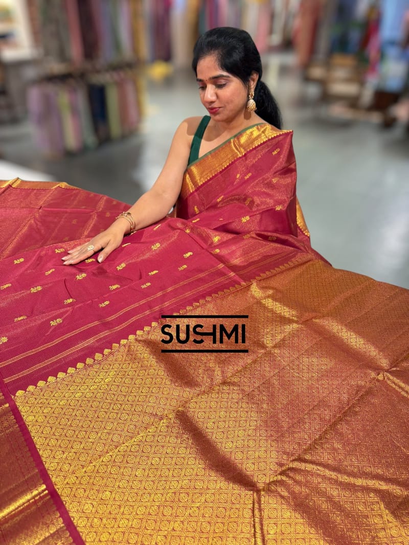 Maroon Kanjeevaram Saree with vaira oosi stripes SS50154
