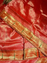 Rani Pink Pure handloom paithani tissue stripes saree SS50379