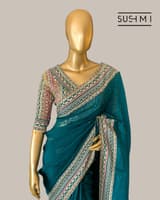 Peacock Blue DesignerOrganza saree SS50248