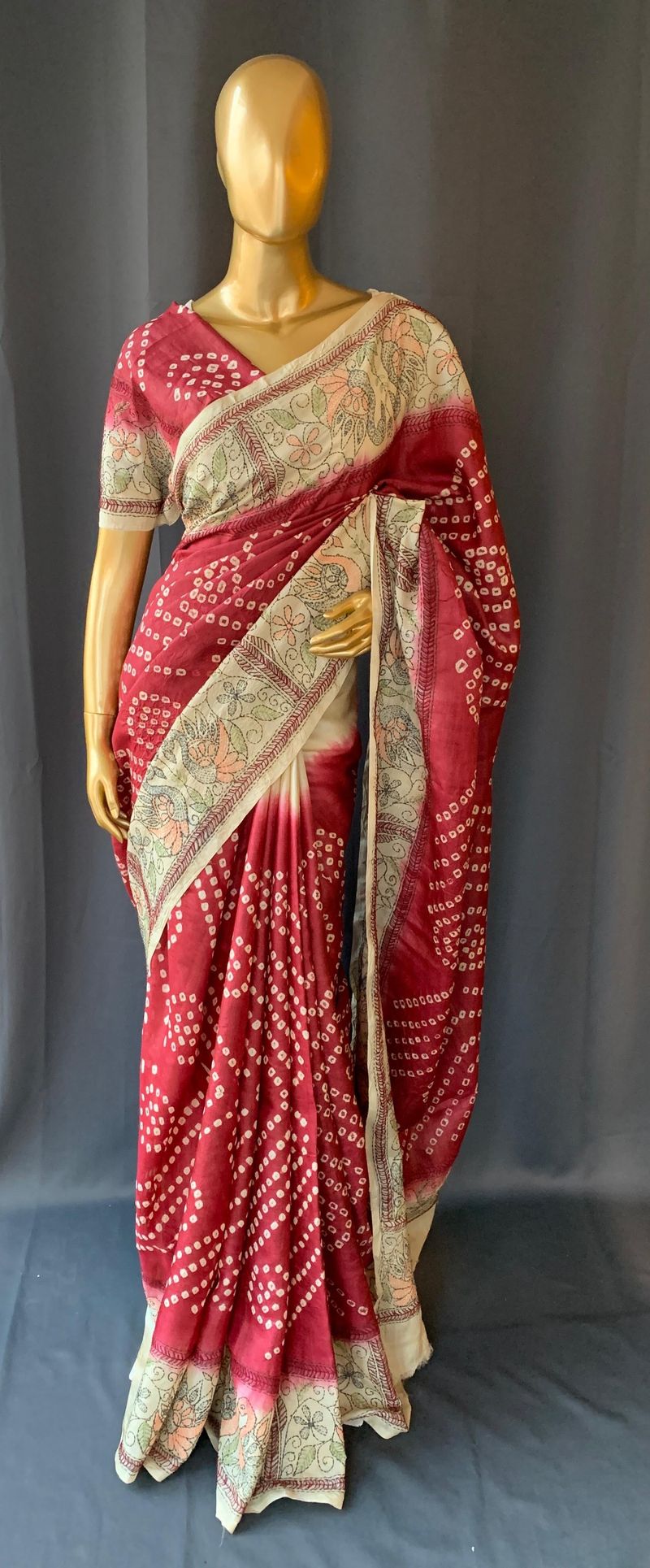 Maroon Pure Handloom Tussar Saree