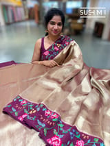 Wine Banarasi Tissue with petite point embroidery: S62F190