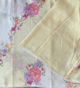 Floral printed handloom lenin saree