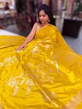 Lime yellow Designer Ektara Banarasi Silk Saree