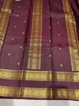 Dark Rust Kanchipuram Vintage striped Saree with gap borders SS50169