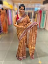 Maroon Tissue checks Saree with sabhyasachi borders SS50394