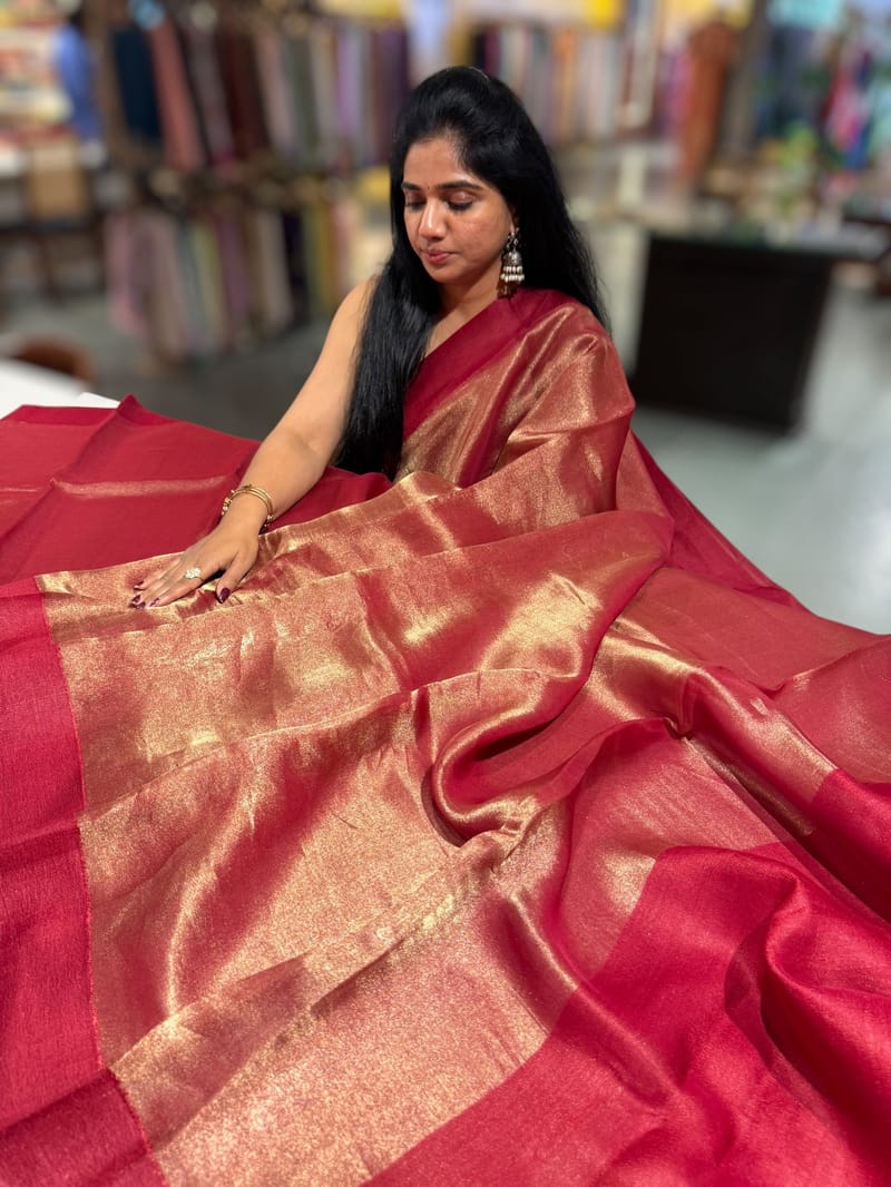 Maroon Banarasi Tissue with Designer blouse SS50383