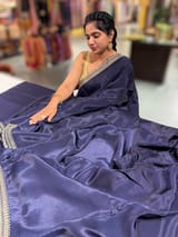 Midnight Blue  crepe Silk Saree