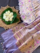 Lilac Banarasi paithani Ektara Tissue Saree : D62F003