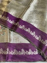 Purple Banarasi Brocade Tissue with embroidery SS50220