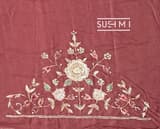 Brick Red Pure Organza Saree with heavy intricate Handwork DSCL044