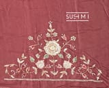 Brick Red Pure Organza Saree with heavy intricate Handwork DSCL044