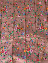 Dusty Pink Tissue Stripes Saree with petite point Embroidered tissue border and blouse . SS50423