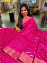 Rani Pink Dhupion Raw Silk Saree with Gharchola bandhini blouse SS50489