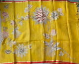 Mango Yellow Designer Organza with Tissue applique work