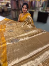 Mustard Banarasi Brocade Tissue with embroidery