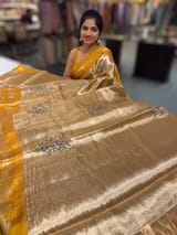 Mustard Banarasi Brocade Tissue with embroidery