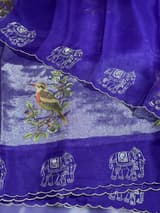 Purple Premium Handloom Designer Tissue saree with exquisite embroidery