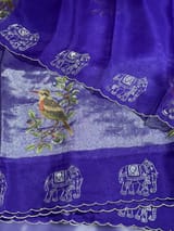 Purple Premium Handloom Designer Tissue saree with exquisite embroidery