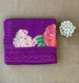 Purple georgette sequence saree with statement floral print SS5046