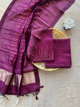Wine Banarasi Handloom Chiniya Silk 3-pc Suit Set SS50590