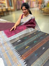Winish brown vintage Gadwal Silk Saree : S62F214