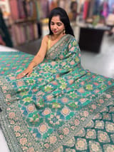 Emerald Green & Blue Banarasi bandhini georgette SS5051