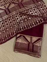 Wine pure Satin Saree with designer sequence border and blouse SS5035