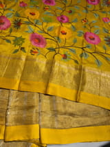 Yellow Tissue saree with kanchi silk embroidered blouse