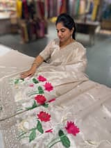 Silver Tissue Designer Saree with heavy handwork and embroidery SS50241