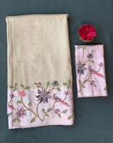 Pastel Pink Brocade Kanjeevaram with embroidery D62F037