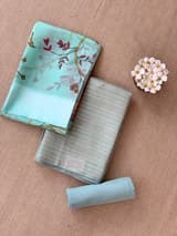 Mint Blue Banarasi Chiniya Silk 3-pc Suit set : SS62J09
