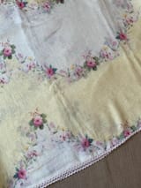 Ombre Dyed Floral Printed Pure Linen Saree