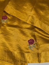 Yellow Banarasi Silk Tissue stripes Saree with embroidery SS50616
