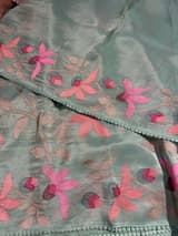 Mint Peach Tissue georgette saree with embroidery