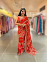 Royal Blue Kareena Inspired Gorgette Saree with allover mirrors SS5041