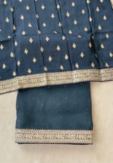 Black pure organza saree with mukaish work SS50582