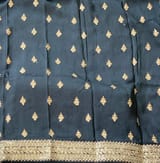 Black pure organza saree with mukaish work SS50582