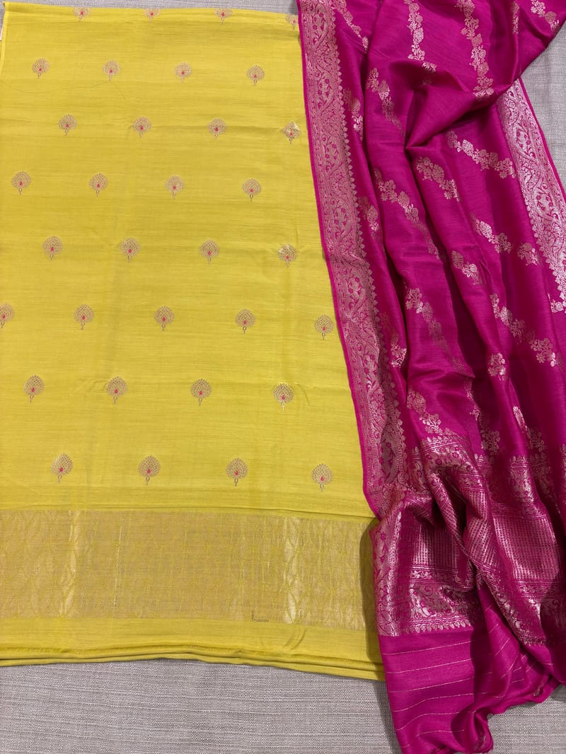 Pure handloom munga silk suit set with heavy dupatta SS50591