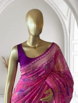 Pink Real Zari Jamdani Saree