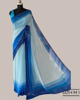 Pastel Blue Pure Gorgette Saree With Shaded Sequnce Border SS5073