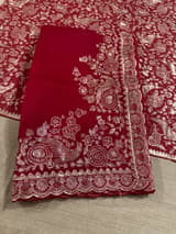 Meroonish Red  Pure organza Saree with pita emb SS50309