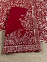 Meroonish Red  Pure organza Saree with pita emb SS50309