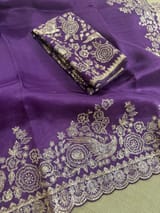 Purple Pure organza Saree with pita emb SS50308