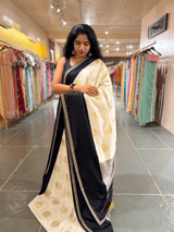 Tussar Gorgette Saree With Self Tissue & Pure Mashru and Sabhya Sachi  Borders